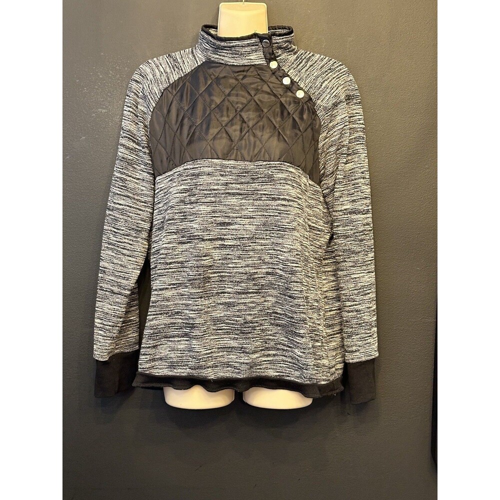 Asymmetrical Black White Asymmetrical Sweatshirt Snaps XXL 2Xl C3